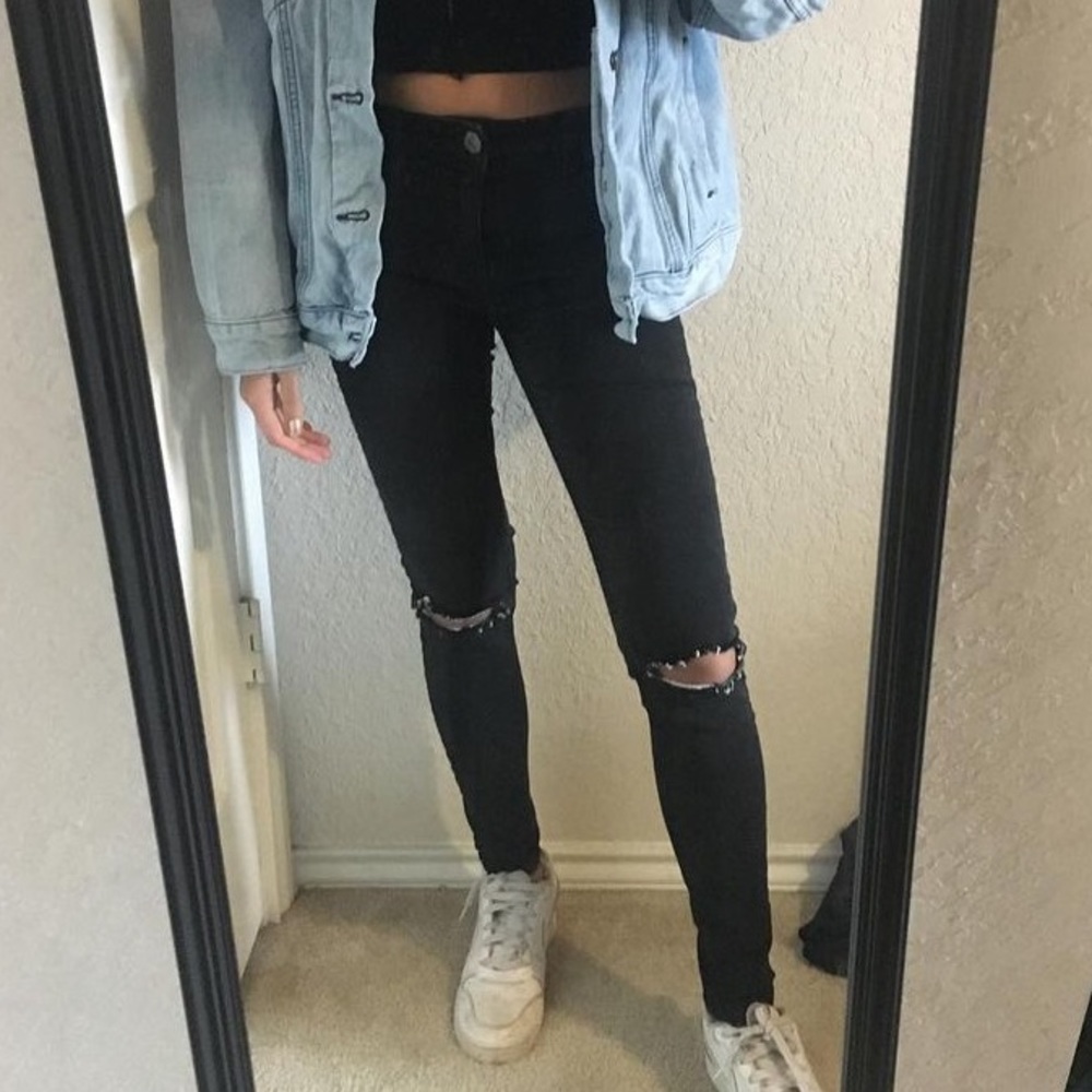 Free people black ripped skinny jeans